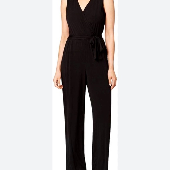NY Collection Pants - NY Collection Black Sleeveless Wrap-Front Jumpsuit w/ Tie Waist Women’s Size XL
